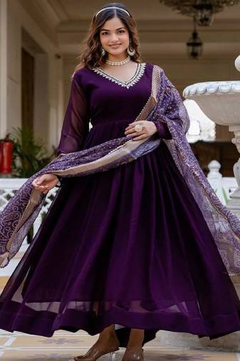 Regal wine georgette anarkali gown