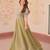 Olive radiance fendy silk embroidered gown
