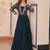 Teal bloom embroidered flared gown