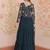 Teal bloom embroidered flared gown