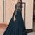 Teal bloom embroidered flared gown