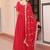 Regal red zari embroidered gown set