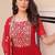 Regal red zari embroidered gown set