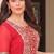 Regal red zari embroidered gown set