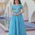 blue gold crush anarkali gown with embroidered sequins work