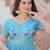 blue gold crush anarkali gown with embroidered sequins work