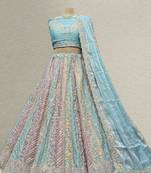 Multicolor Kali Tissue Silk Partywear Flared Lehenga with Unstitched Blouse