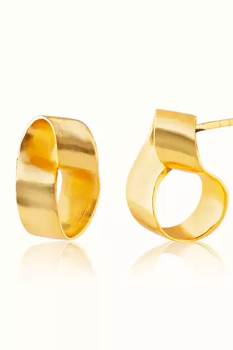 Gold plated stud earrings in sterling silver