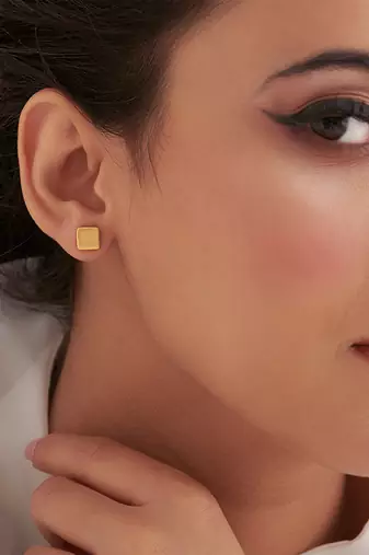 Gold plated stud earrings in sterling silver