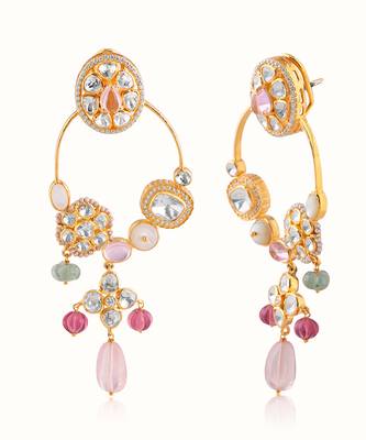 Gold plated multicolor dangler earrings in sterling silver 2