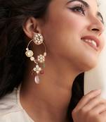 Gold plated multicolor dangler earrings in sterling silver