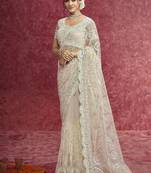 Off-white sequin embroidery saree   subtle & timeless