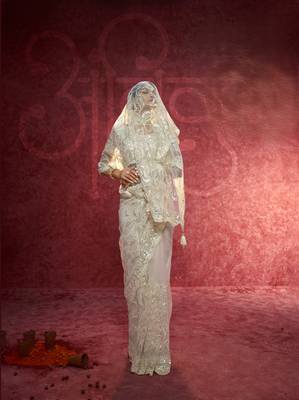 Off-white sequin embroidery saree subtle & timeless 3