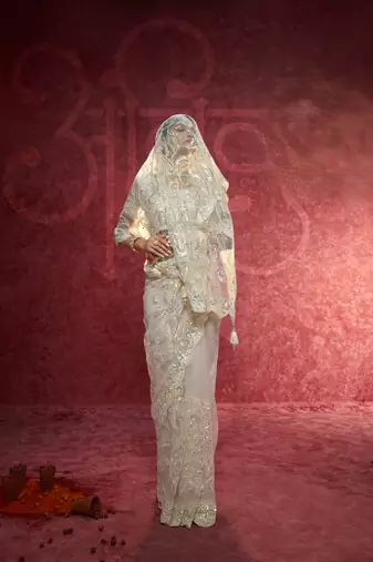 Off-white sequin embroidery saree subtle & timeless