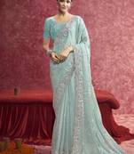 Sky-blue sequin embroidery saree   fresh & graceful