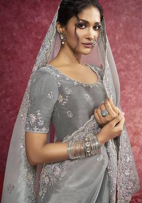 Gray sequin embroidery saree chic & sophisticated 2