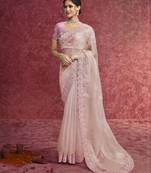 Pink sequin embroidery saree   classic celebration shade
