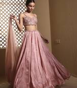 Rose plain Organza Lehenga