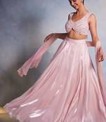 pink plain Organza Lehenga