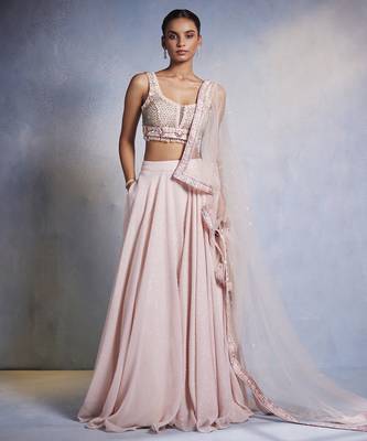 pink plain Georgette Lehenga 1