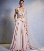 pink plain Georgette Lehenga