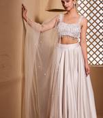 white plain Satin Lehenga