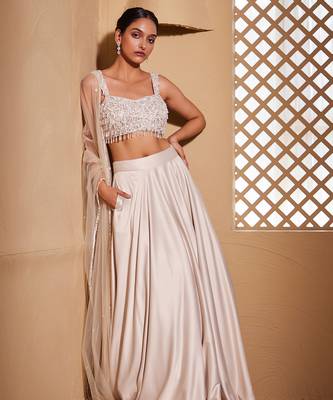 white plain Satin Lehenga 2