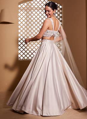 white plain Satin Lehenga 3