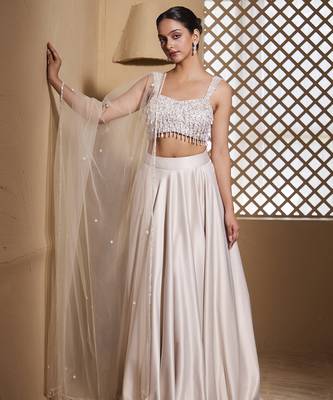 white plain Satin Lehenga 4