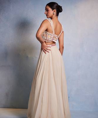 Off white plain Organza Lehenga 2