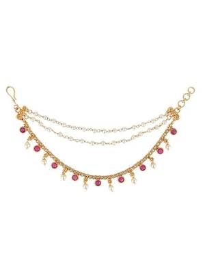 Traditional pearl layered hair chain/ear chain accessories with hook for women  3