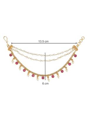 Traditional pearl layered hair chain/ear chain accessories with hook for women  4