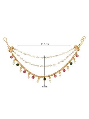 Traditional pearl layered hair chain/ear chain accessories with hook for women  4