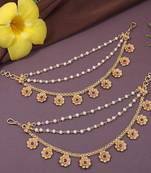 Traditional flower pearl layered hair chain/ear chain accessories with hook for women