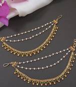 Traditional kundan & pearl hair chain/ear chain accessories with hook for women