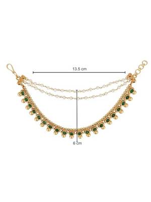 Traditional kundan & pearl hair chain/ear chain accessories with hook for women  4