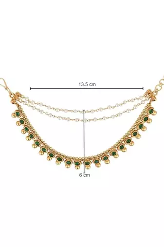 Traditional kundan & pearl hair chain/ear chain accessories with hook for women 