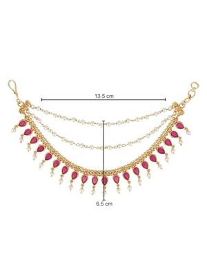Traditional kundan & pearl drop hair chain/ear chain accessories with hook for women  4
