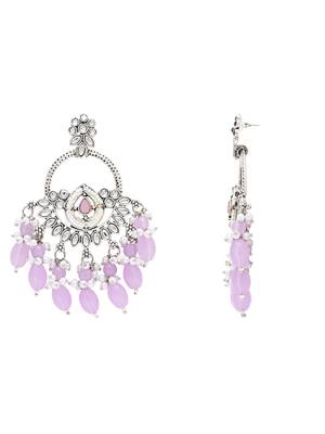 Traditional handcrafted kundan pearl chandbali dangle earrings for women  2