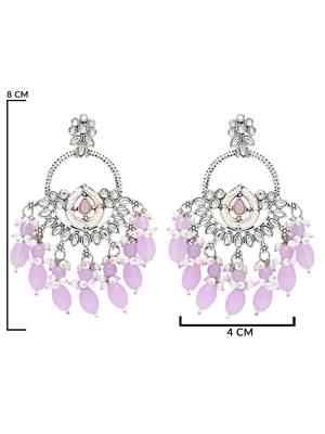 Traditional handcrafted kundan pearl chandbali dangle earrings for women  4