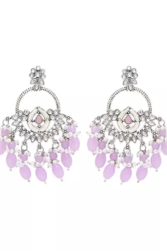 Traditional handcrafted kundan pearl chandbali dangle earrings for women (e3222zpu)
