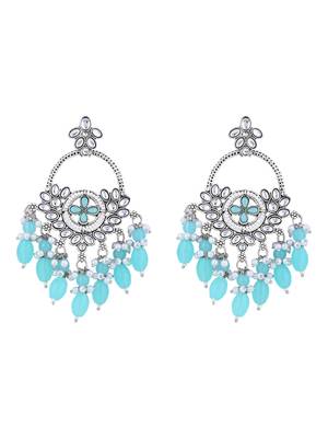 Traditional handcrafted kundan pearl chandbali dangle earrings for women  1