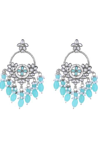 Traditional handcrafted kundan pearl chandbali dangle earrings for women (e3222zsb)