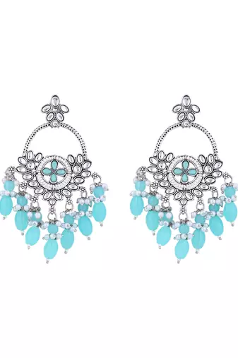 Traditional handcrafted kundan pearl chandbali dangle earrings for women (e3222zsb)