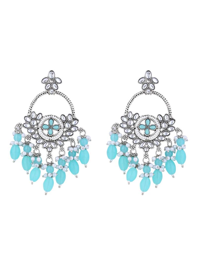Traditional handcrafted kundan pearl chandbali dangle earrings for women (e3222zsb)