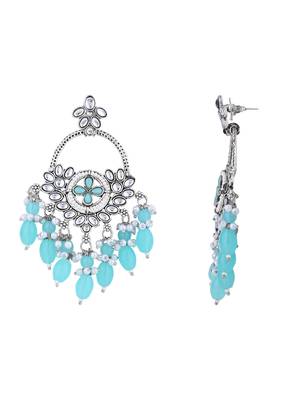 Traditional handcrafted kundan pearl chandbali dangle earrings for women  2