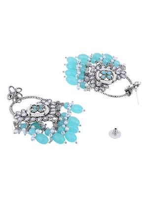 Traditional handcrafted kundan pearl chandbali dangle earrings for women  3
