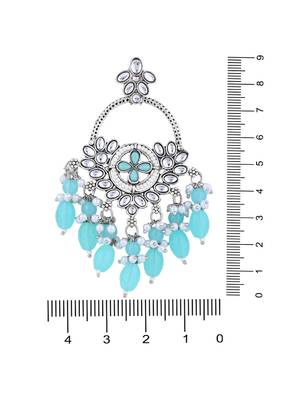 Traditional handcrafted kundan pearl chandbali dangle earrings for women  4