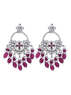 Traditional handcrafted kundan pearl chandbali dangle earrings for women  1