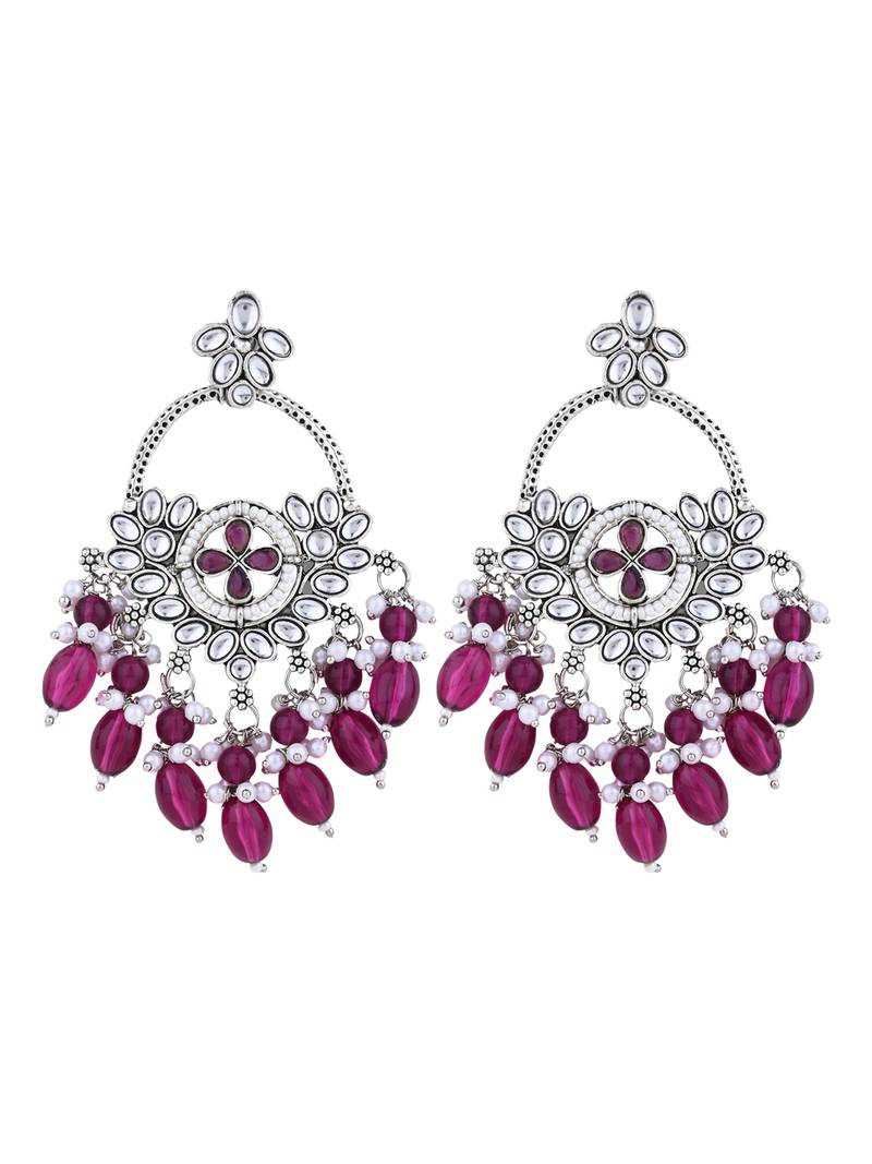 Traditional handcrafted kundan pearl chandbali dangle earrings for women (e3222zwi)